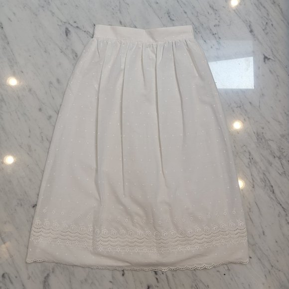 70s vintage white lace swiss dot midi skirt - Picture 3 of 5